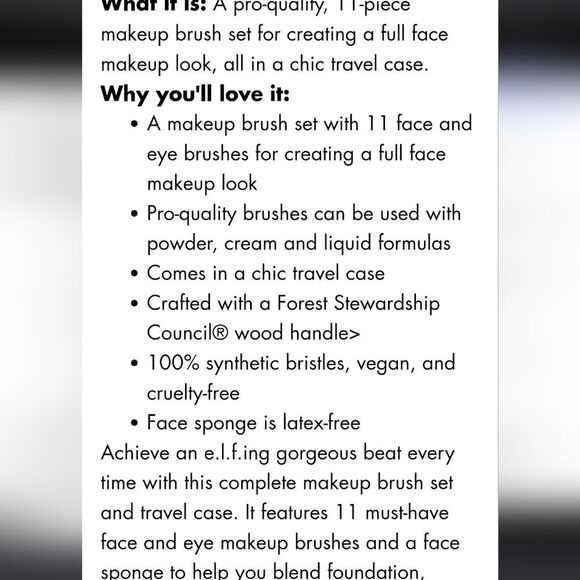 ELF Full Face & Eye Makeup Brush Set w/Travel Case - Picture 10 of 14